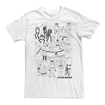 Men's Star Wars Mos Eisley Cantina Doodle Group Shot Graphic Tee