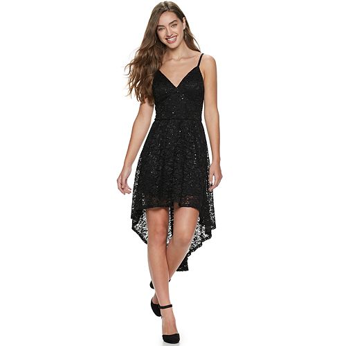 Juniors Lily Rose Glitter Lace Hi Low Dress