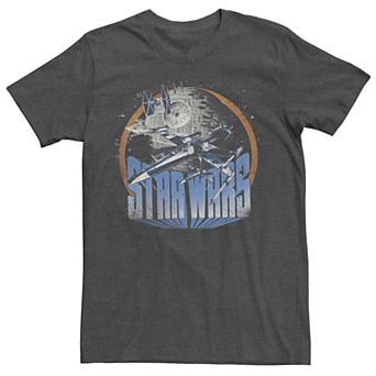 Men's Star Wars X-Wing Death Star Vintage Logo Graphic Tee