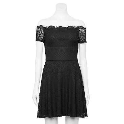 Juniors' Rewind Off The Shoulder Lace Dress