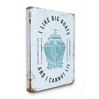 Stupell Home Decor I Like Big Boats Funny Ocean Beach Typography Canvas Wall Art