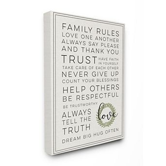 Stupell Home Decor Family Rules Love Dream Often Wall Art