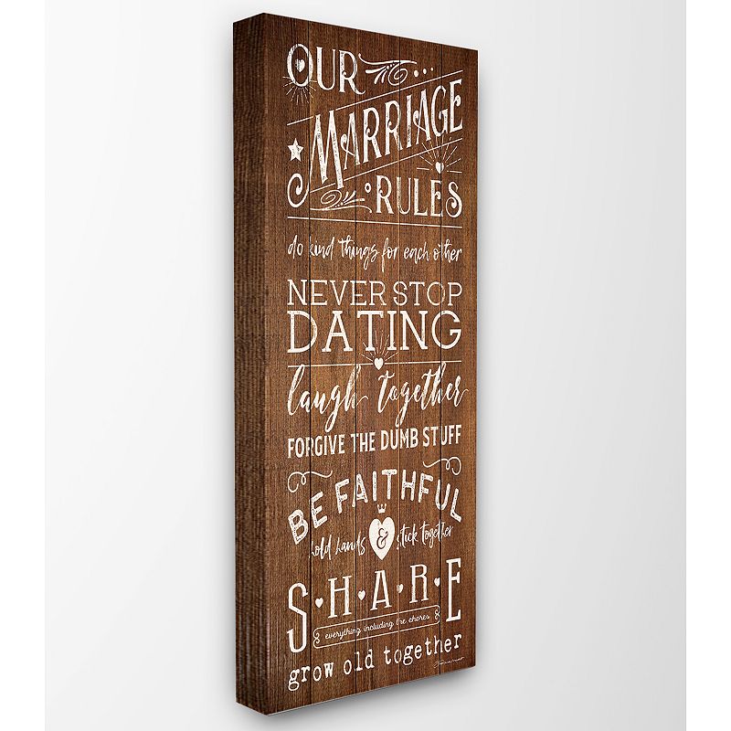 Stupell Home Decor Our Marriage Rules Wall Art, Multicolor, 10X24