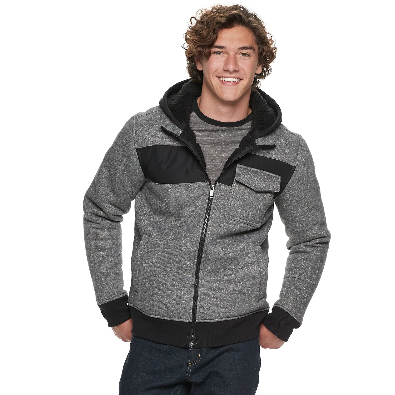 kohls mens sherpa lined hoodie