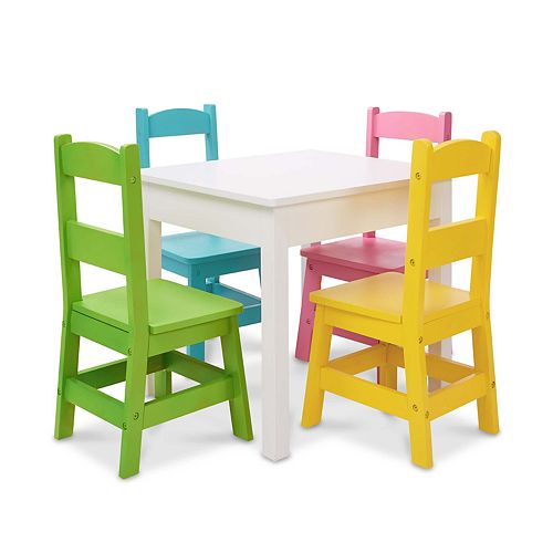 Melissa Doug Kids Furniture Wooden Table And 4 Chairs Pastel Colors