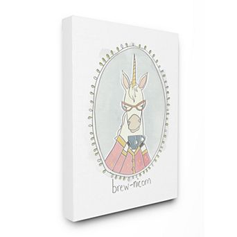 Stupell Home Decor Caffeinated Cutie Brew-Nicorn Coffee Canvas Wall Art