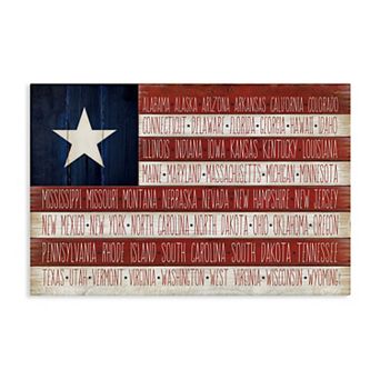 Stupell Home Decor American Flag with States Stretched Canvas Wall Art