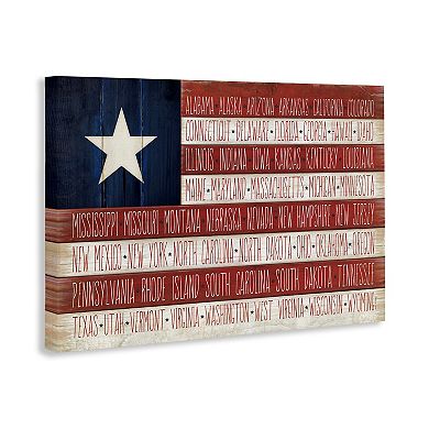 Stupell Home Decor American Flag with States Stretched Canvas Wall Art