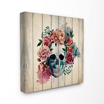 Stupell Home Decor Floral Skull Canvas Wall Art