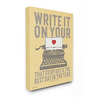 Stupell Home Decor Write It On Your Heart Typewriter Canvas Wall Art