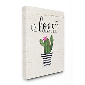 Stupell Home Decor Love Grows Here Cactus Canvas Wall Art