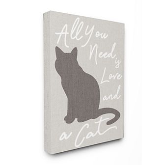 Stupell Home Decor Love Cat Canvas Wall Art