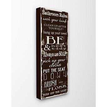Stupell Home Decor Bathroom Rules Black Canvas Wall Art