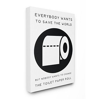 Stupell Home Decor Toilet Paper Bathroom Canvas Wall Art