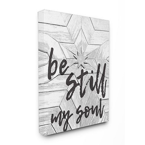 Stupell Home Decor Be Still My Soul Star Typography Oversized Stretched Canvas Wall Art