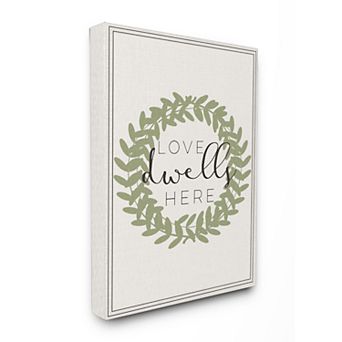 Stupell Home Decor Love Dwells Here Boxwood Wreath Canvas Wall Art