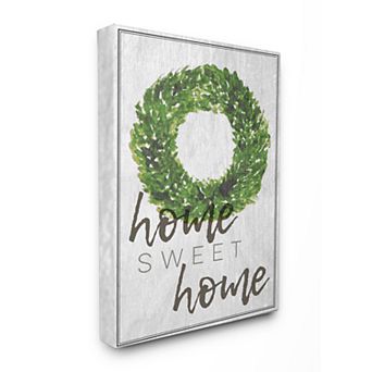 Stupell Home Decor Home Sweet Home Foliage Wreath Stretched Canvas Wall Art