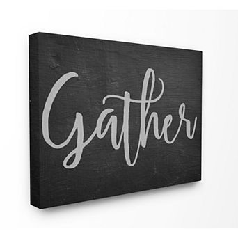 Stupell Home Decor Gather Black and Grey Typography Canvas Wall Art