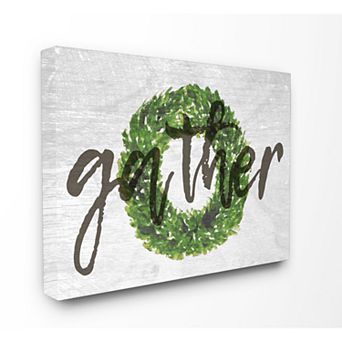 Stupell Home Decor Gather Boxwood Wreath Typography Canvas Wall Art