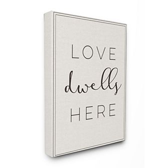 Stupell Home Decor Love Dwells Here Typography Canvas Wall Art
