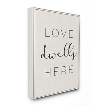Stupell Home Decor Love Dwells Here Typography Canvas Wall Art