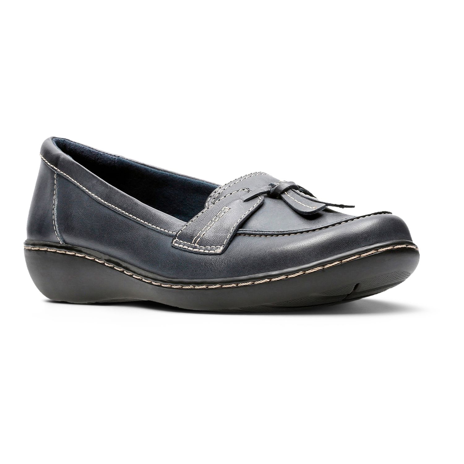 clarks navy blue loafers