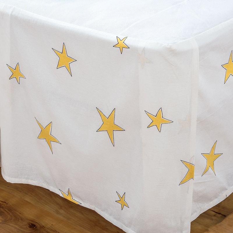 Punk Rock Animal Star Rizzy Bed Skirt, White, Full/Queen