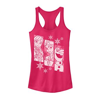 Juniors' Frozen's Anna, Elsa, and Olaf Trio Tank Top