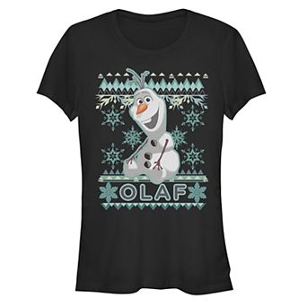 Juniors' Frozen Olaf Ugly Christmas Sweater Style Tee