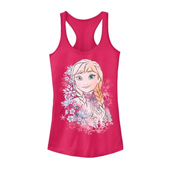 Juniors' Frozen Anna Floral Snow Portrait Tank Top