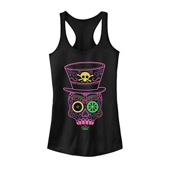 Juniors' Disney's Princess And The Frog Facilier Neon Sugar Skull Tank Top