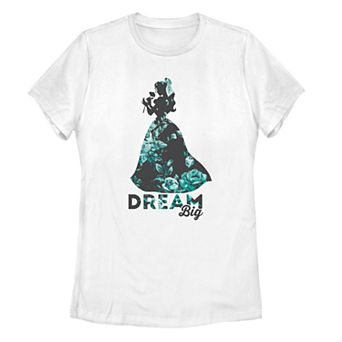 Juniors' Disney's Beauty And The Beast Belle Floral Silhouette Dream Big Tee