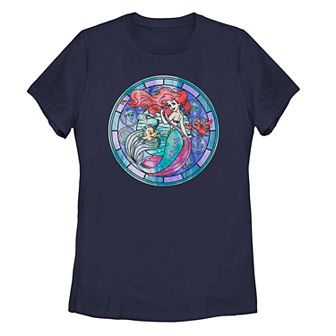 Juniors' Disney's The Little Mermaid Stained Glass Tee