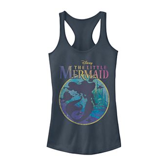 Juniors' Disney's The Little Mermaid Rainbow Title Silhouette Tank Top