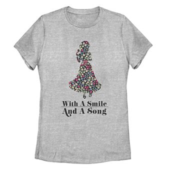 Disney's Snow White Juniors' Smile And A Song Floral Silhouette Tee