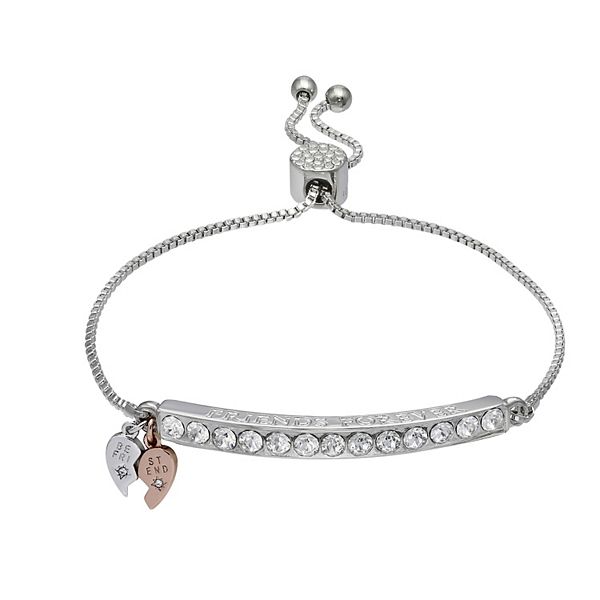 Brilliance TwoTone "Friends Forever" Bar Bracelet with Swarovski Crystals