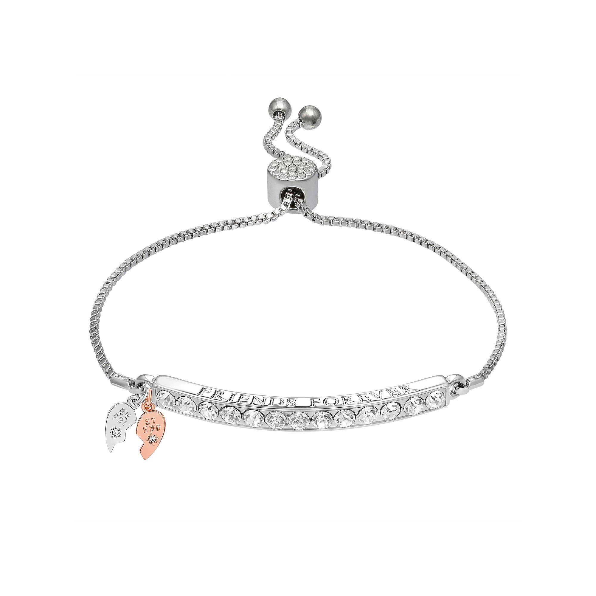 Brilliance Two-Tone Friends Forever Crystal Bar Bracelet, Womens, Siz
