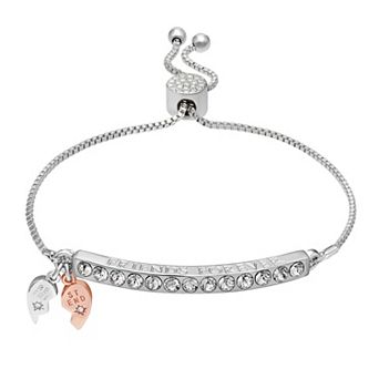 Brilliance Two-Tone "Friends Forever" Crystal Bar Bracelet