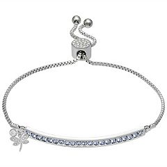 Brilliance Crystal Butterfly Charm Adjustable Bar Bracelet, Women's, Size: 7, Grey