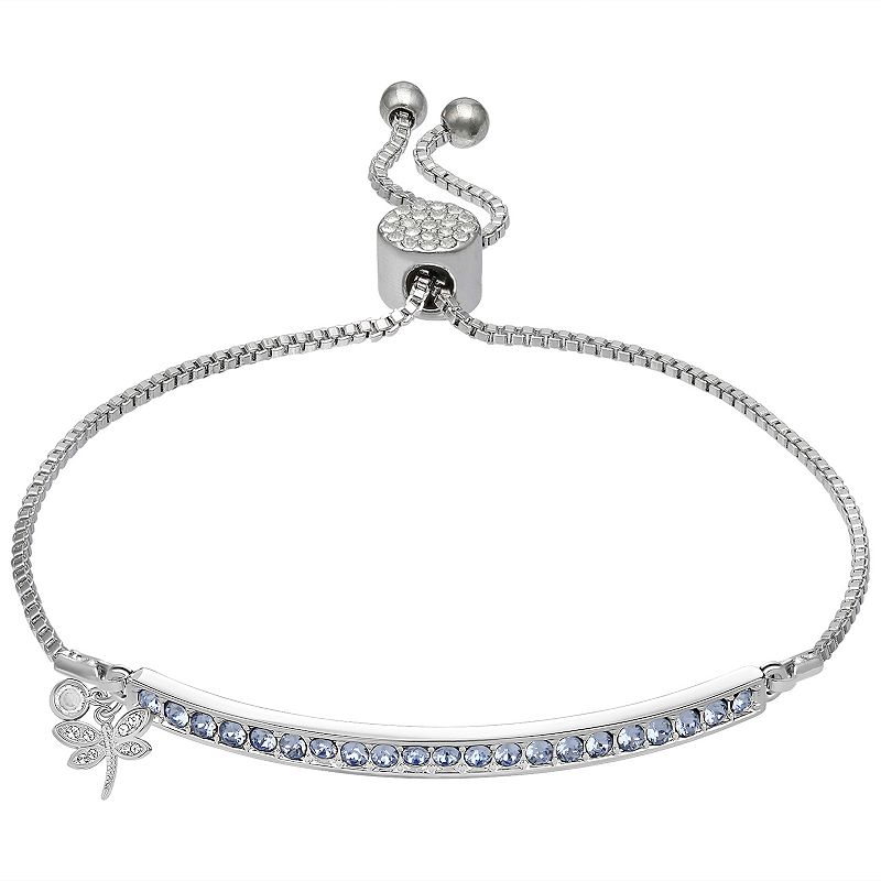 Brilliance Crystal Dragonfly Bar Bracelet, Womens, Size: 7/8, Blue
