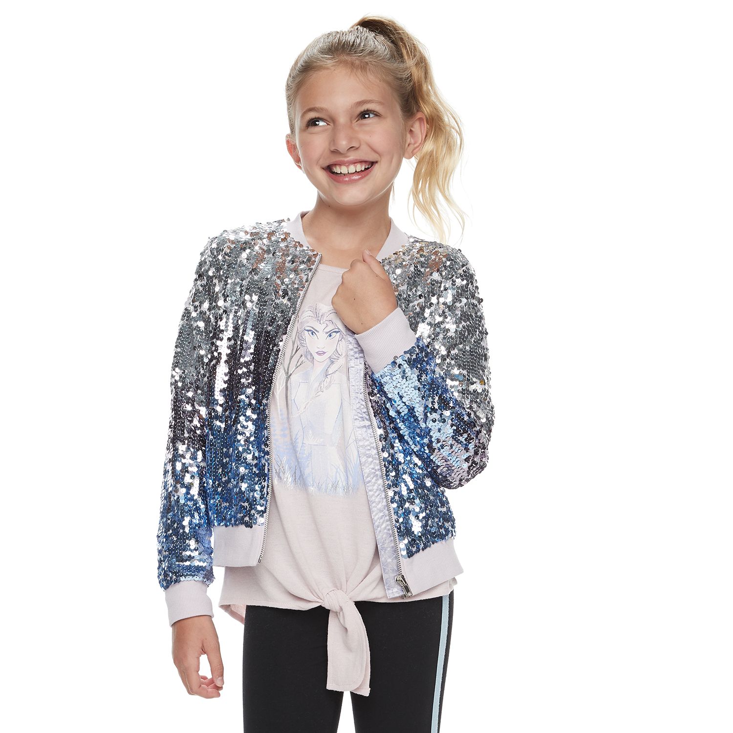 girls sequin bomber jacket