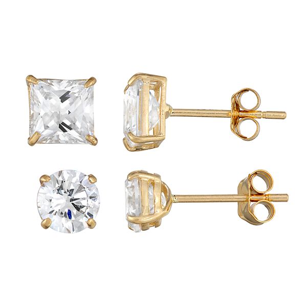 Forever 14K Gold Cubic Zirconia Earring Set