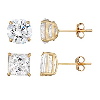 Forever 14K Gold Cubic Zirconia Stud Earring Set