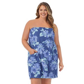 Plus Size Stan Herman Floral Vintage Terry Shower Wrap