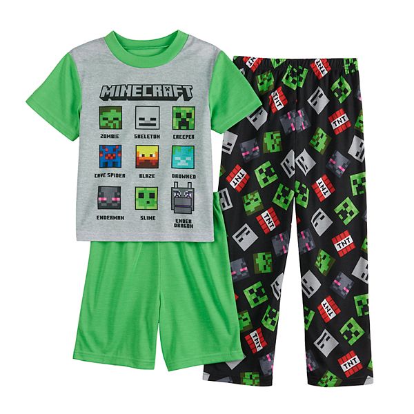 Boys 6 12 Minecraft Face The Mob Top Shorts Pants Pajama Set