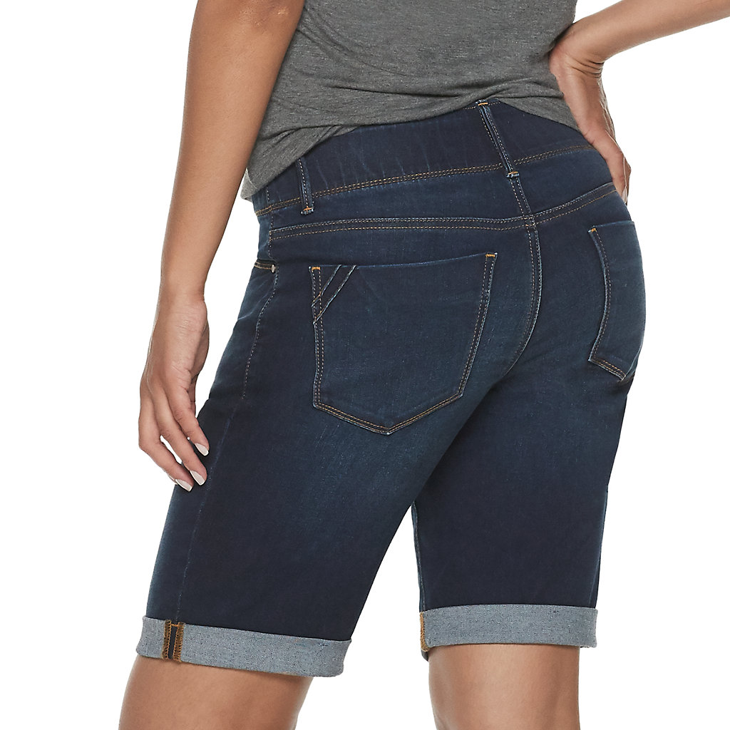 Women's Apt. 9® Tummy Control Denim Bermuda Shorts | Kohls