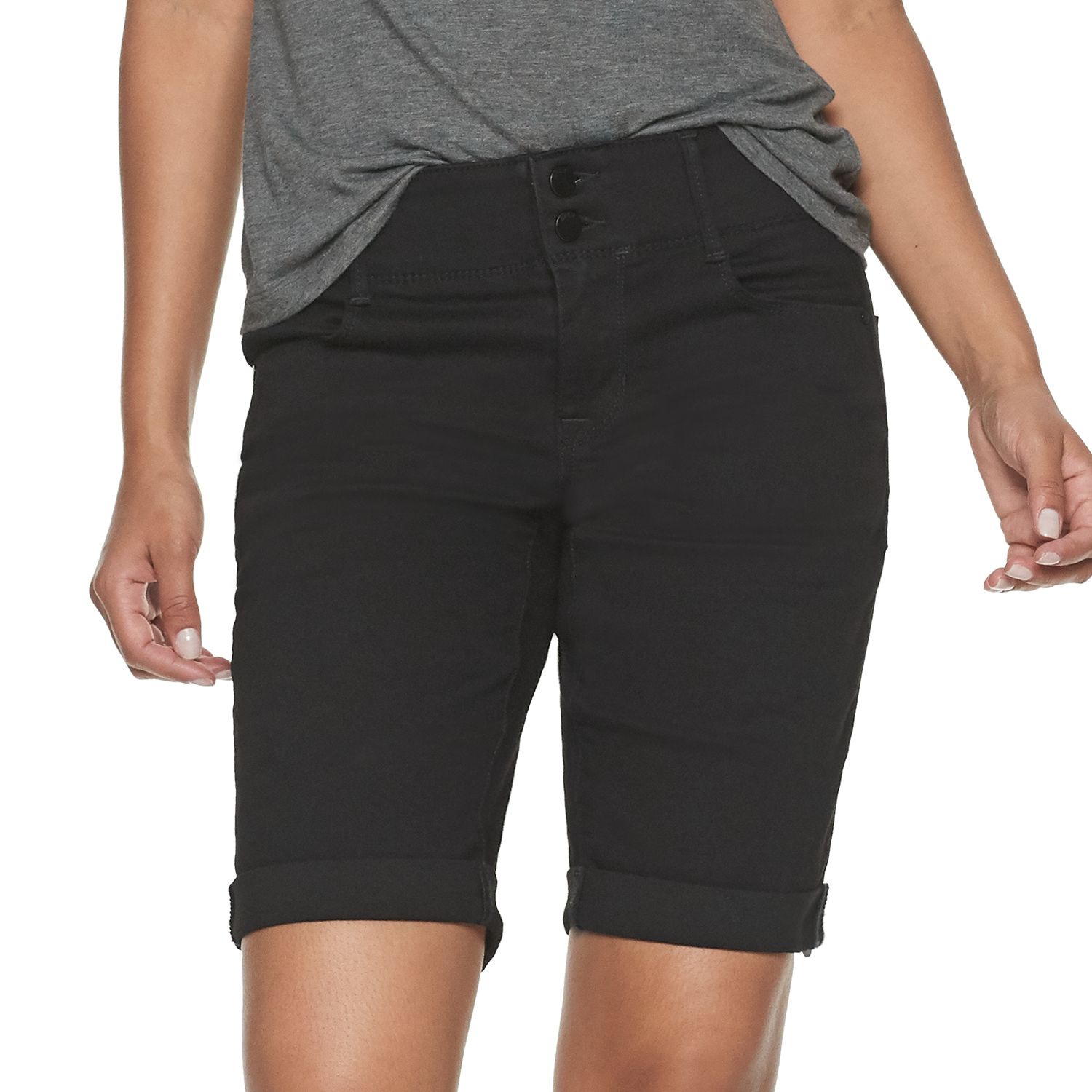 black denim bermuda shorts womens