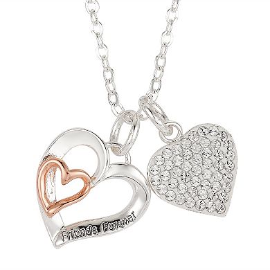 Brilliance Crystal "Friends Forever" Double Heart Charm Necklace