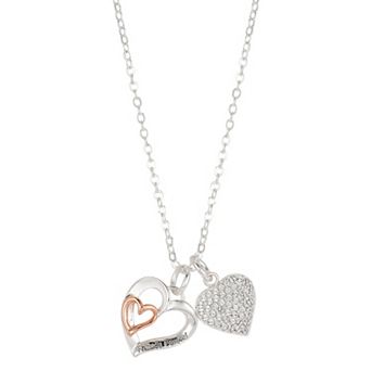 Brilliance Crystal "Friends Forever" Double Heart Charm Necklace