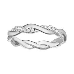 PRIMROSE Sterling Silver Cubic Zirconia Twist Ring